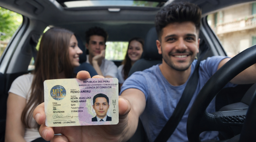 Alumno de la Escuela de Choferes Landa sonriendo porque alcanzó su revalidación